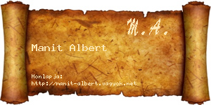 Manit Albert névjegykártya